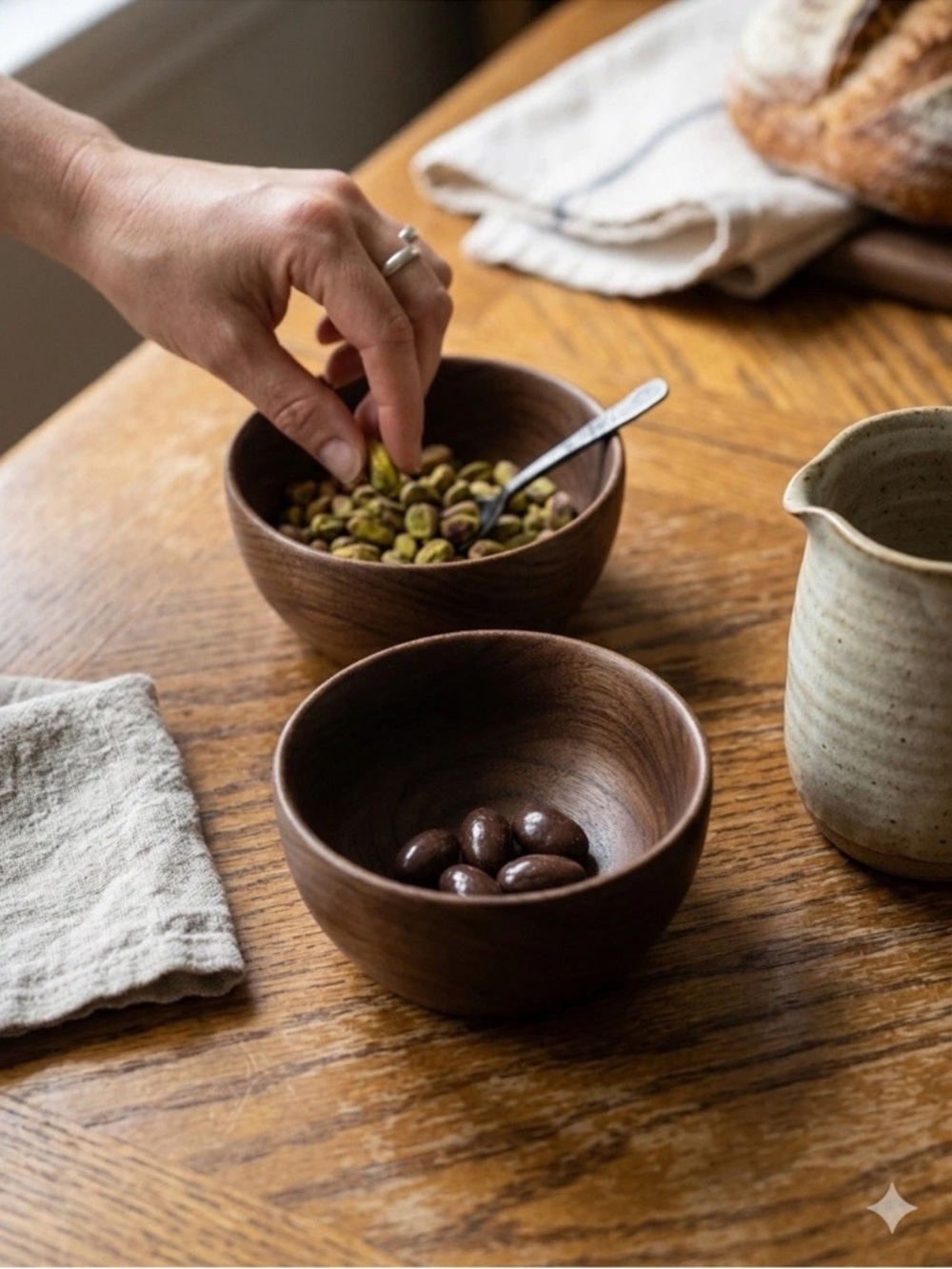Handcrafted Walnut Wood Dinnerware Bowl - Brown